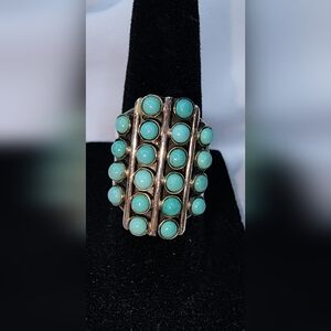 Turquoise & Sterling Silver Ring Signed DRT Sz 5 1/4